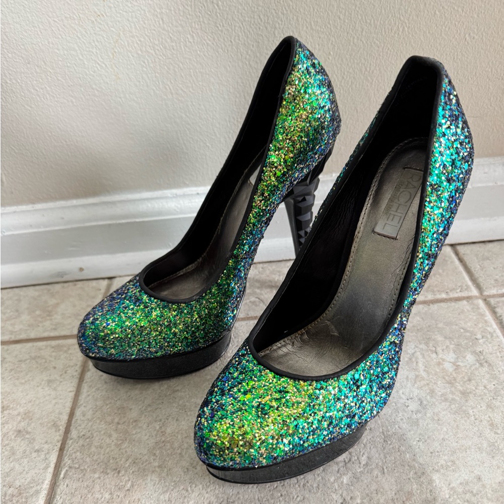 RACHEL Rachel Roy Green Iridescent Heels